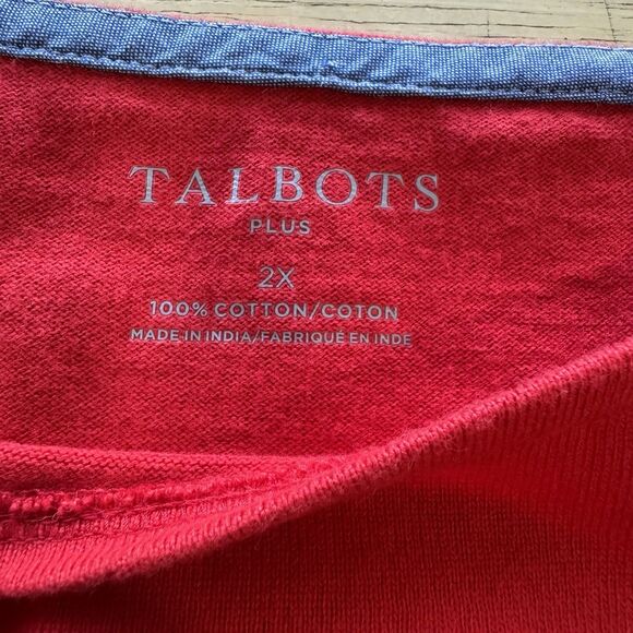Talbots Top 2X Red Stripe Sailboat Coastal Nautical Preppy Thick Pristine Nice - Picture 11 of 14